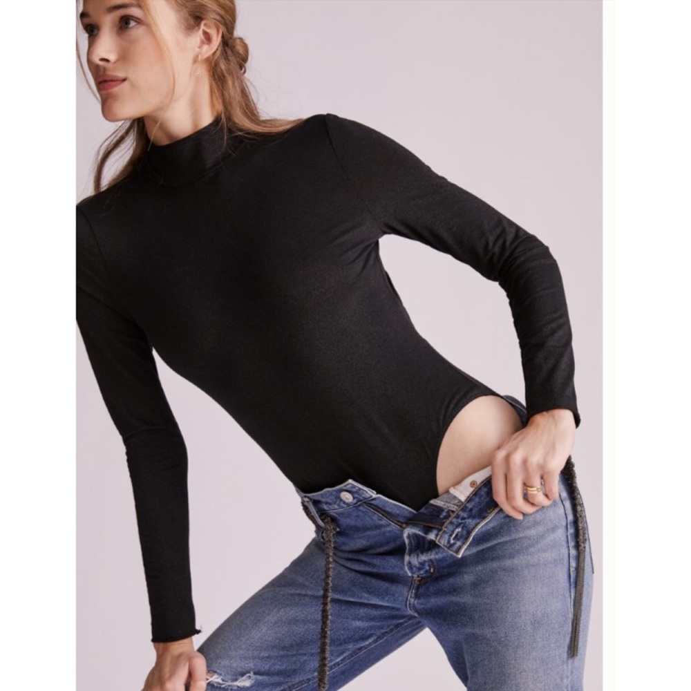 Anthropologie Black Open Back Bodysuit New With Tags